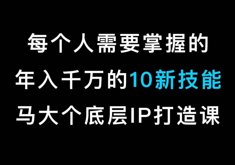 马大个的IP底层逻辑课，​每个人需要掌握的年入千万的10新技能，约会底层IP打造方法！-启航188资源站