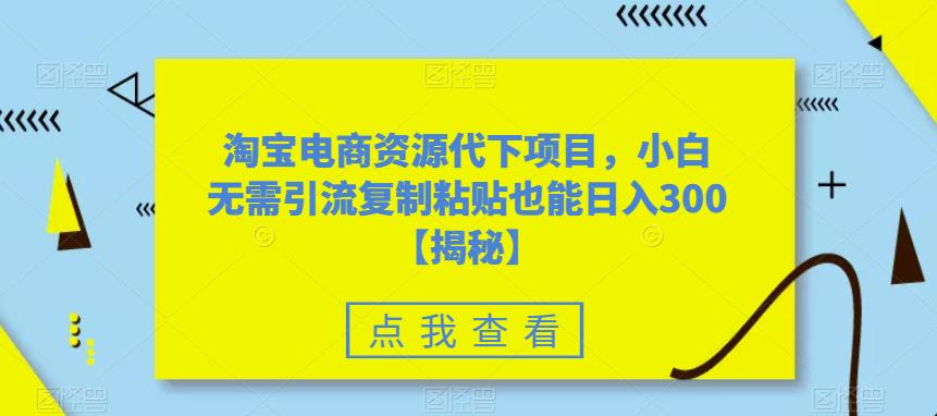 淘宝电商资源代下项目，小白无需引流复制粘贴也能日入300＋【揭秘】-启航188资源站