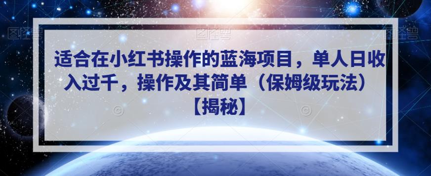 适合在小红书操作的蓝海项目，单人日收入过千，操作及其简单（保姆级玩法）【揭秘】-启航188资源站