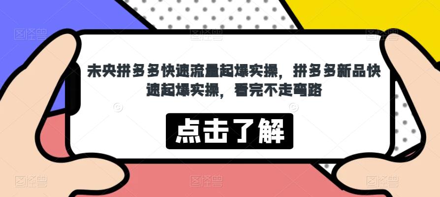 未央拼多多快速流量起爆实操，拼多多新品快速起爆实操，看完不走弯路-启航188资源站