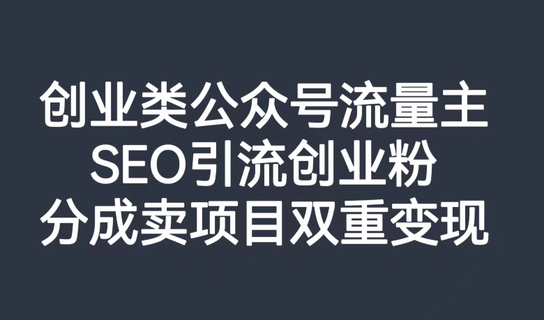 创业类公众号流量主，SEO引流创业粉，分成卖项目双重变现【揭秘】-启航188资源站