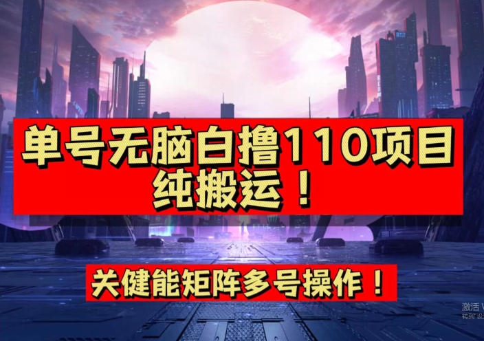 9月全网首发，单号直接白撸110！可多号操作，无脑搬运复制粘贴【揭秘】-启航188资源站