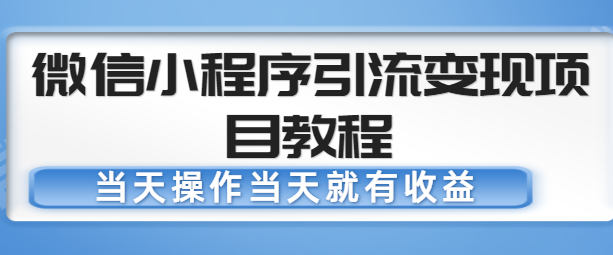 微信小程序引流变现项目教程，当天操作当天就有收益，变现不再是难事-启航188资源站