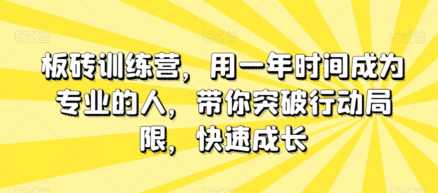 板砖训练营，用一年时间成为专业的人，带你突破行动局限，快速成长-启航188资源站