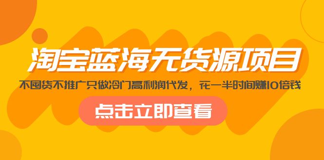 （5062期）淘宝蓝海无货源项目，不囤货不推广只做冷门高利润代发，花一半时间赚10倍钱-启航188资源站