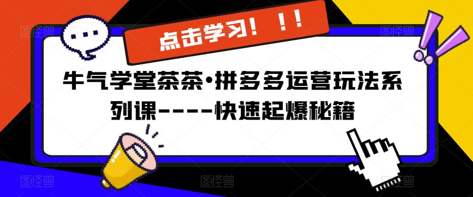 牛气学堂茶茶•拼多多运营玩法系列课—-快速起爆秘籍【更新】-启航188资源站