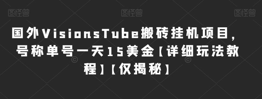 国外VisionsTube搬砖挂机项目，号称单号一天15美金【详细玩法教程】【仅揭秘】-启航188资源站