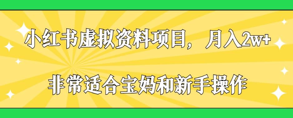 小红书虚拟资料项目，月入2w+，非常适合宝妈和新手操作【揭秘】-启航188资源站