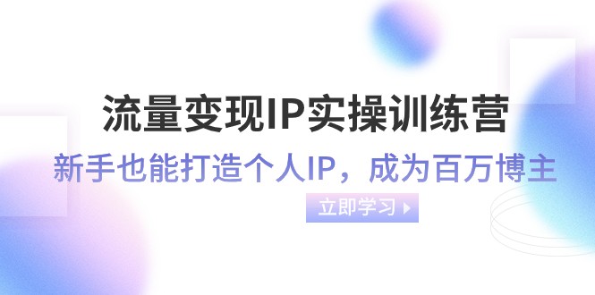 流量变现IP实操训练营：新手也能打造个人IP，成为百万 博主（46节课）-启航188资源站