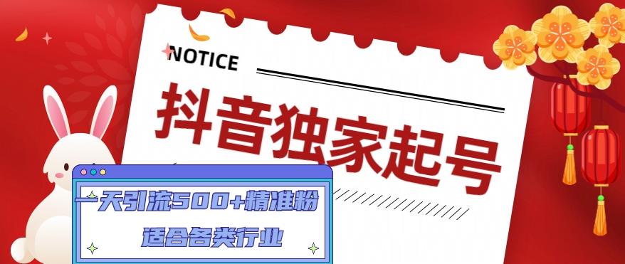 （4906期）抖音独家起号，一天引流500+精准粉，适合各类行业（9节视频课）-启航188资源站