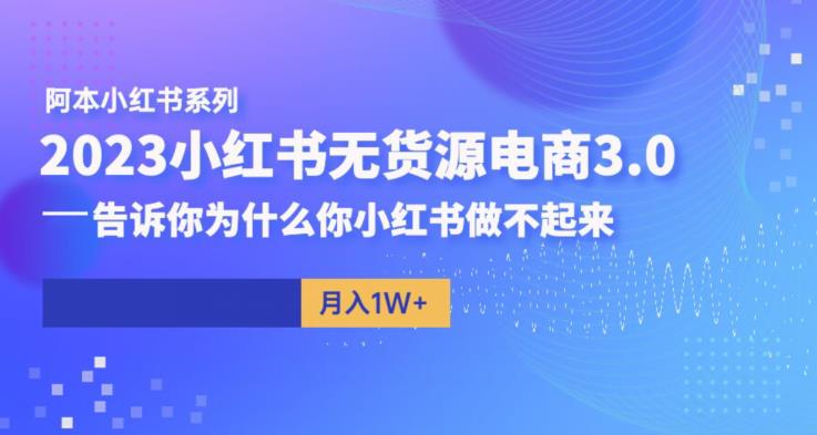 阿本小红书无货源电商3.0，告诉你为什么你小红书做不起来-启航188资源站