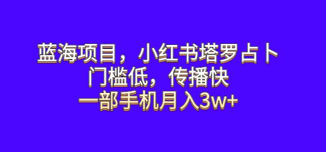 蓝海项目，小红书塔罗占卜，门槛低，传播快，一部手机月入3w+【揭秘】-启航188资源站