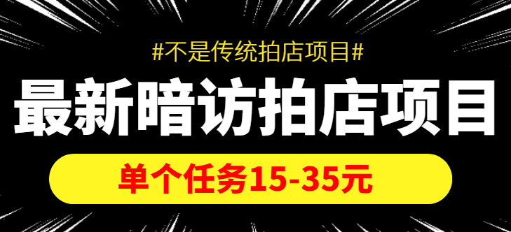 最新暗访拍店信息差项目，单个任务15-35元（不是传统拍店项目）-启航188资源站