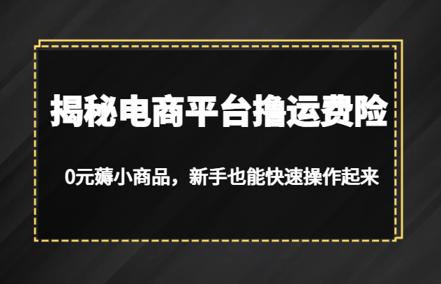 揭秘电商平台撸运费险，0元薅小商品，新手也能快速操作起来-启航188资源站