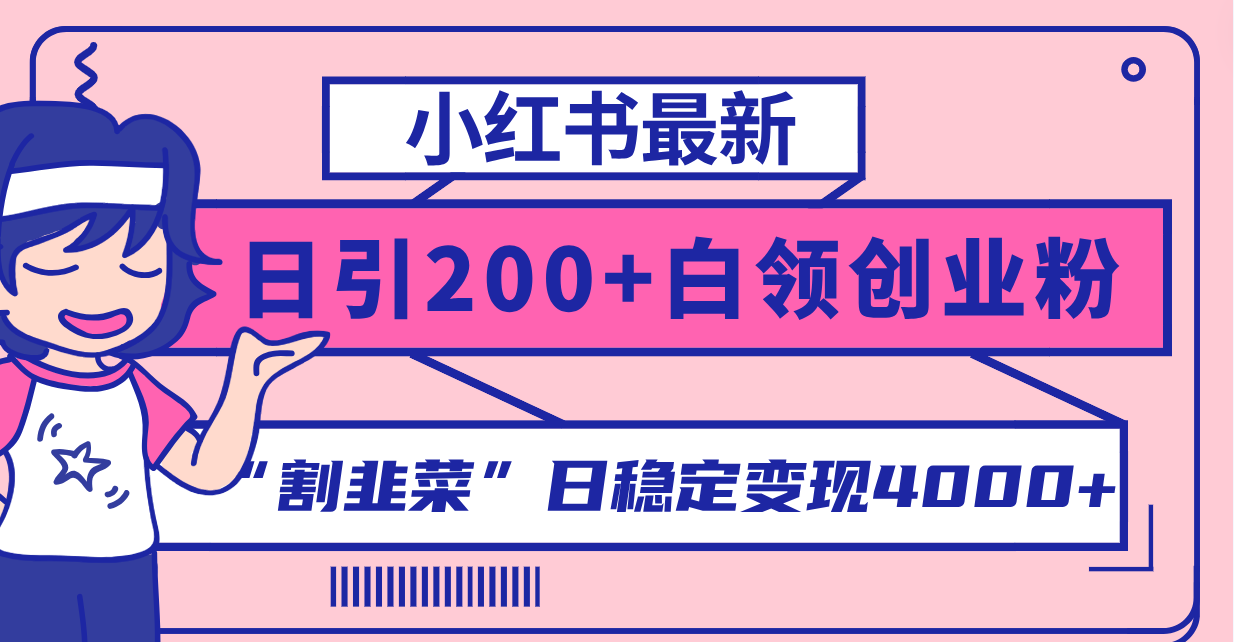 （8052期）小红书最新日引200+创业粉”割韭菜“日稳定变现4000+实操教程！-启航188资源站