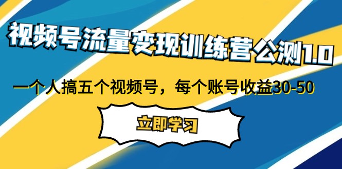 视频号流量变现训练营公测1.0：一个人搞五个视频号，每个账号收益30-50-启航188资源站