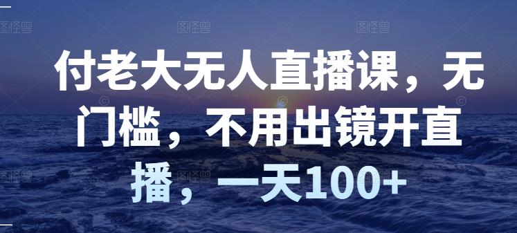 付老大无人直播课，无门槛，不用出镜开直播，一天100+-启航188资源站