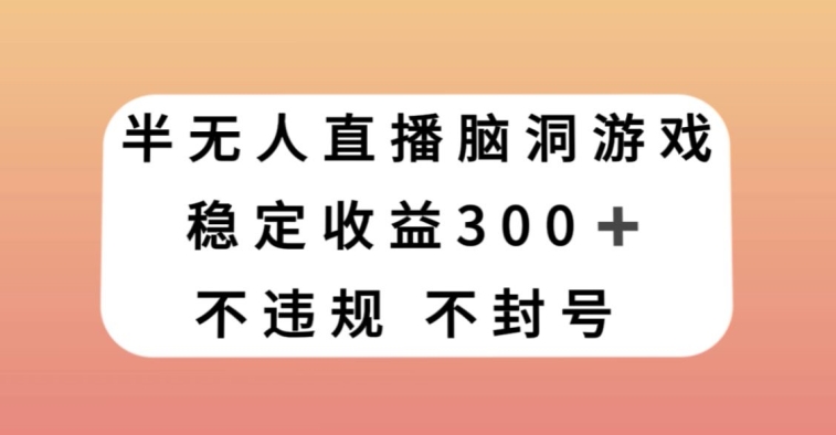 半无人直播脑洞小游戏，每天收入300+，保姆式教学小白轻松上手【揭秘】-启航188资源站