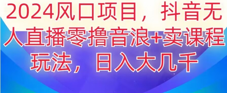 2024风口项目，抖音无人主播撸音浪+卖课程玩法，日入大几千【揭秘】-启航188资源站