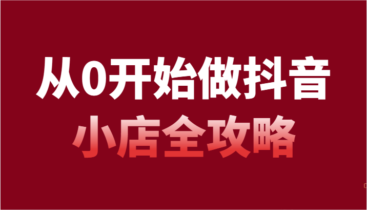 从0开始做抖音小店全攻略，抖音开店全步骤详细解说（54节课）-启航188资源站