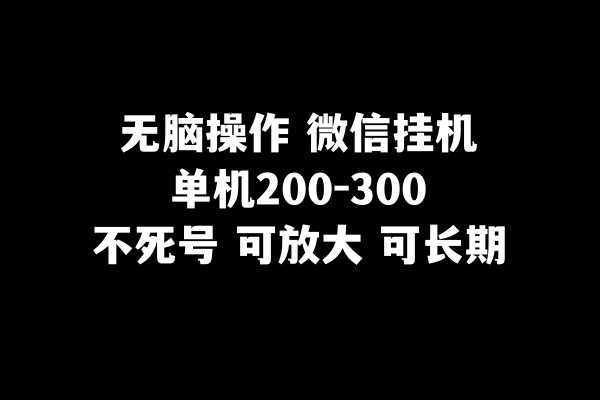 （8119期）无脑操作微信挂机单机200-300一天，不死号，可放大-启航188资源站