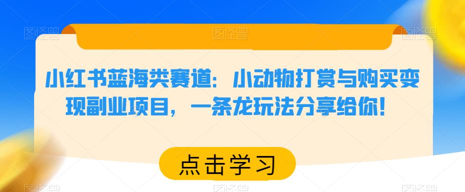 小红书蓝海类赛道：小动物打赏与购买变现副业项目，一条龙玩法分享给你！-启航188资源站