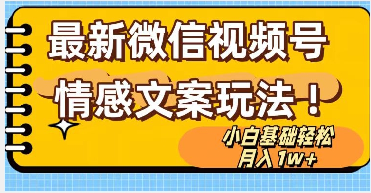 微信视频号情感文案最新玩法，小白轻松月入1万+无脑搬运【揭秘】-启航188资源站