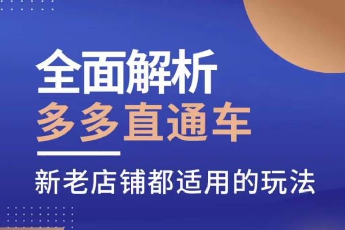 全面解析多多直通车，​新老店铺都适用的玩法-启航188资源站