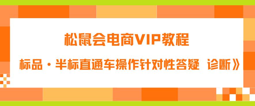 松鼠会电商VIP教程：松鼠《付费推广标品·半标直通车操作针对性答疑&诊断》-启航188资源站