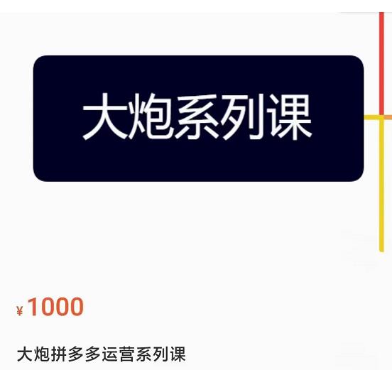 大炮拼多多运营系列课，各类​玩法合集，拼多多运营玩法实操-启航188资源站