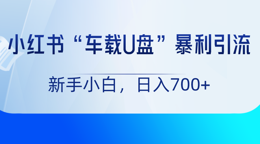 小红书“车载U盘”项目，暴利引流，新手小白轻松日入700+-启航188资源站