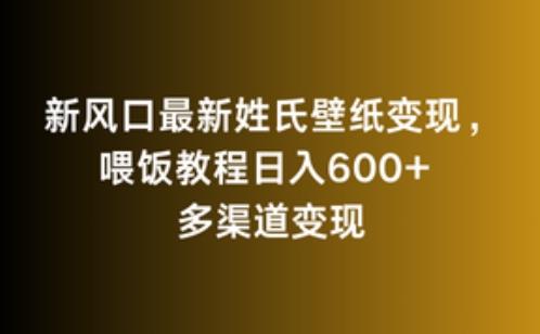 新风口最新姓氏壁纸变现，喂饭教程日入600+-启航188资源站