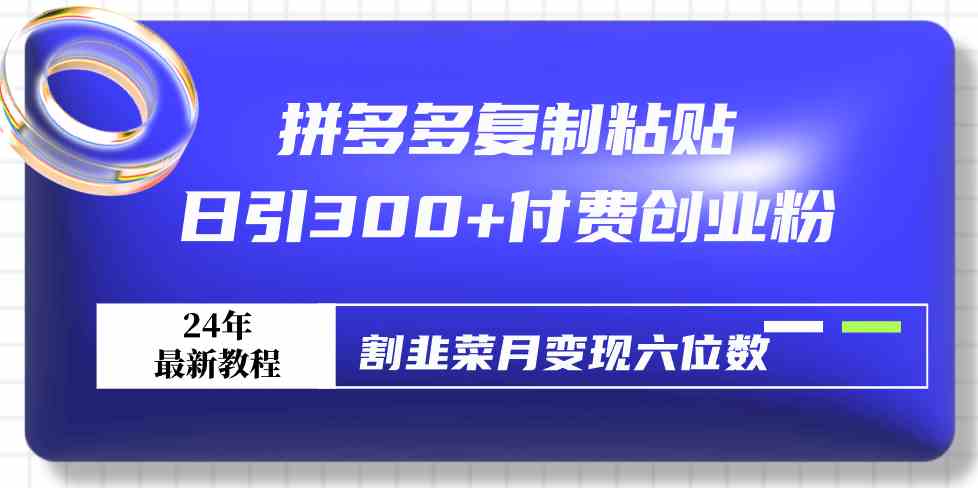 （9129期）拼多多复制粘贴日引300+付费创业粉，割韭菜月变现六位数最新教程！-启航188资源站