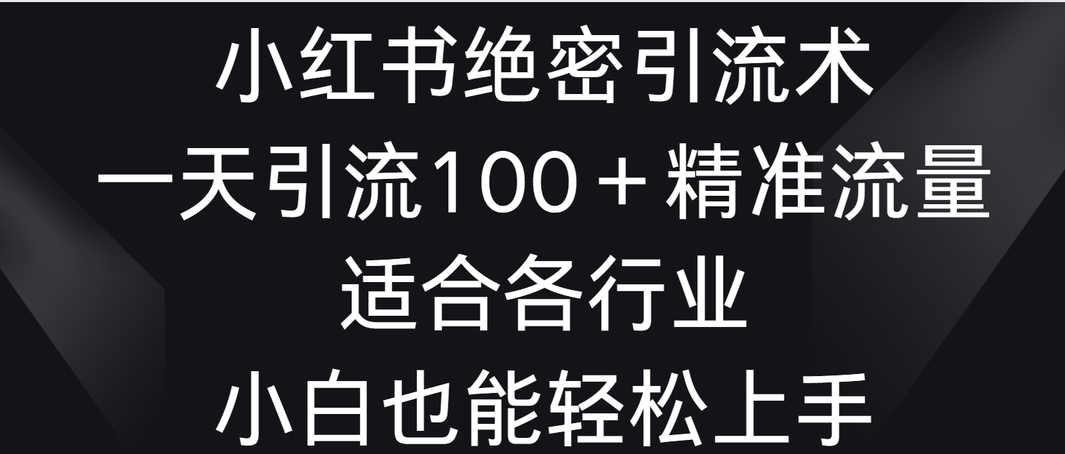 小红书绝密引流术，一天引流100＋精准流量，适合各个行业，小白也能轻松上手-启航188资源站