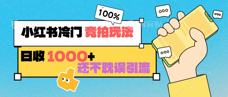 小红书冷门 竞拍玩法 日收1000+ 不耽误引流 可以做店铺 可以做私域-启航188资源站