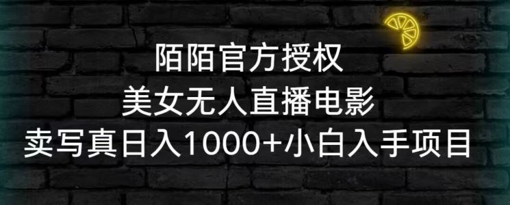 陌陌官方授权美女无人直播电影，卖写真日入1000+小白入手项目【揭秘】-启航188资源站