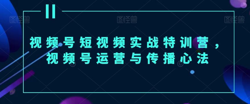 视频号短视频实战特训营，视频号运营与传播心法-启航188资源站