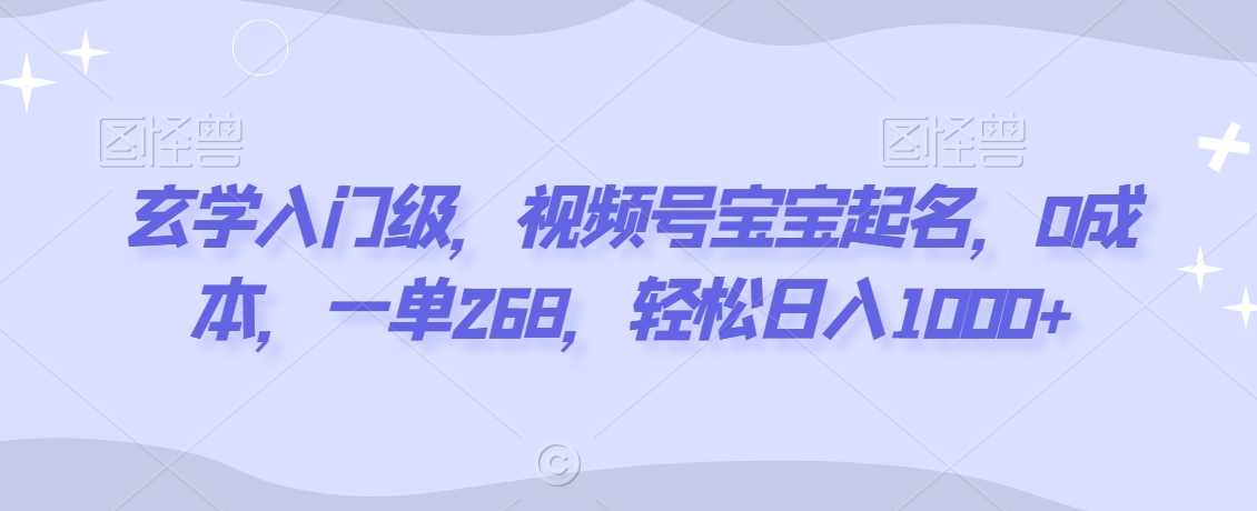 玄学入门级，视频号宝宝起名，0成本，一单268，轻松日入1000+【揭秘】-启航188资源站