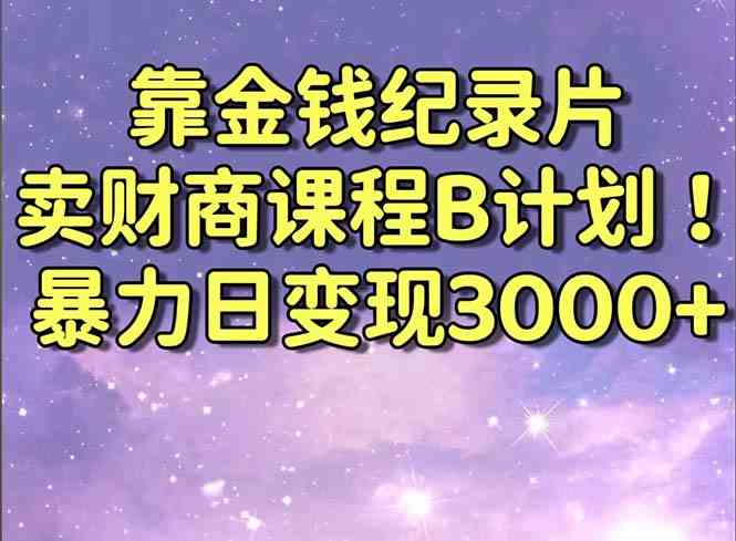 （8944期）靠金钱纪录片卖财商课程B计划！暴力日变现3000+，喂饭式干货教程！-启航188资源站