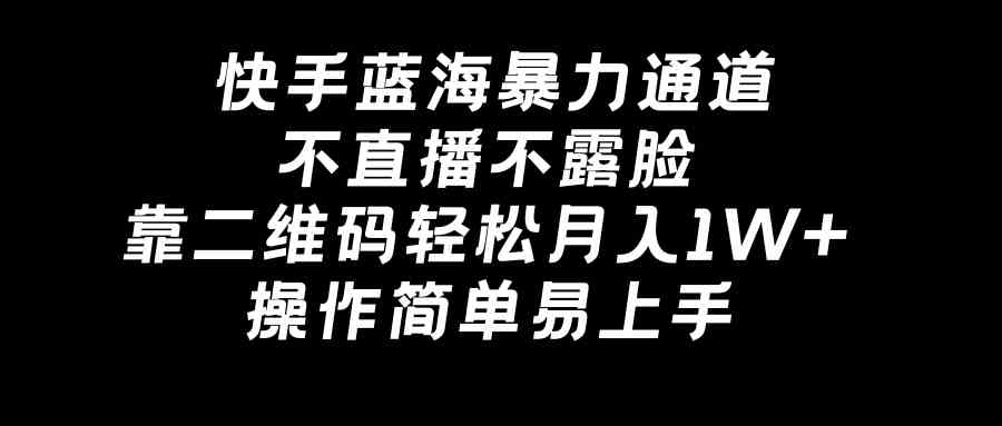 （8961期）快手蓝海暴力通道，不直播不露脸，靠二维码轻松月入1W+，操作简单易上手-启航188资源站