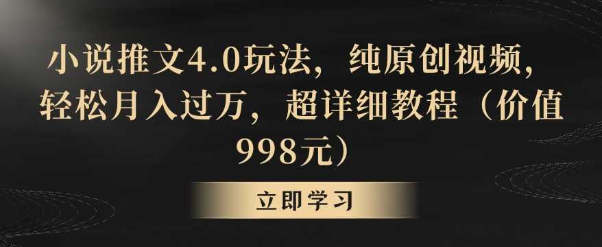 小说推文4.0玩法，纯原创视频，轻松月入过万，超详细教程（价值998元）【揭秘】-启航188资源站