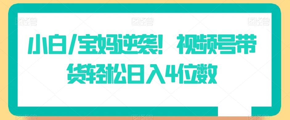 小白/宝妈逆袭！视频号带货轻松日入4位数【揭秘】-启航188资源站