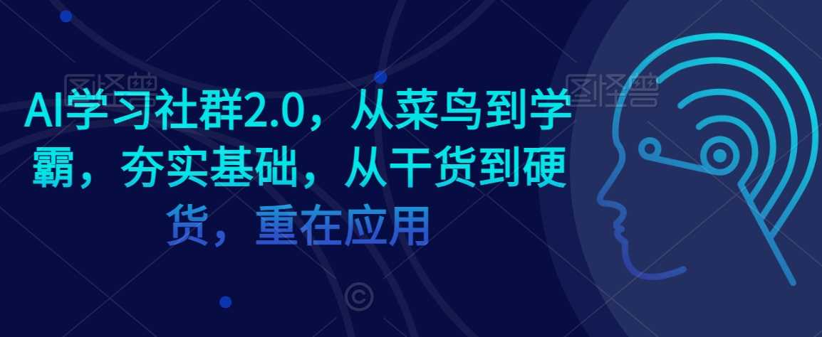 AI学习社群2.0，从菜鸟到学霸，夯实基础，从干货到硬货，重在应用-启航188资源站