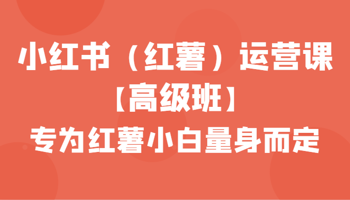 小红书（红薯）运营课【高级班】，专为红薯小白量身而定（42节课）-启航188资源站