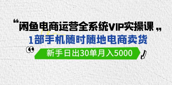 闲鱼电商运营全系统VIP实战课，1部手机随时随地卖货，新手日出30单月入5000-启航188资源站