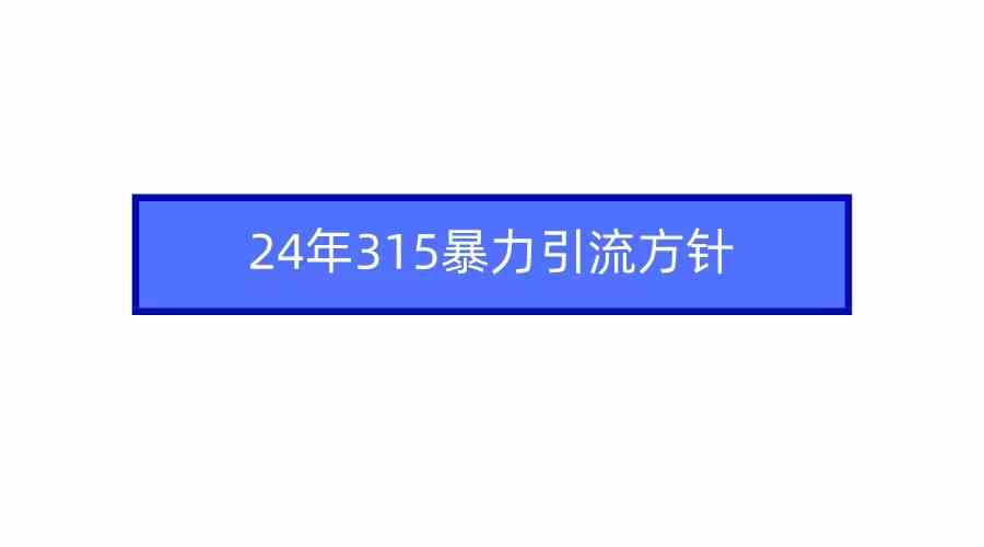 （9398期）2024年315暴力引流方针-启航188资源站