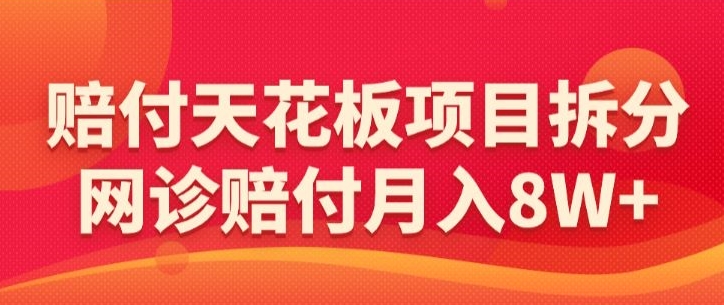 赔付天花板项目拆分，网诊赔付月入8W+-【仅揭秘】-启航188资源站