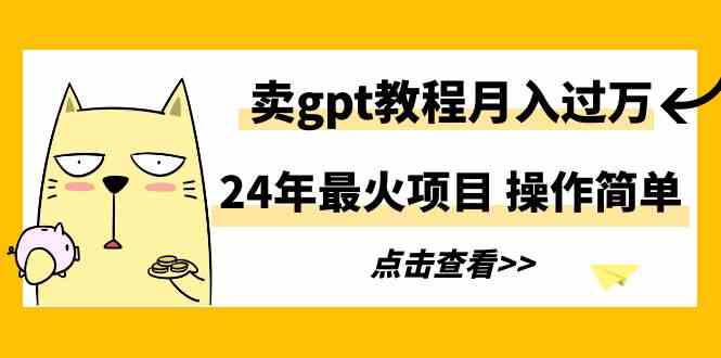 （9180期）24年最火项目，卖gpt教程月入过万，操作简单-启航188资源站