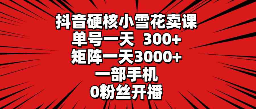 （9551期）抖音硬核小雪花卖课，单号一天300+，矩阵一天3000+，一部手机0粉丝开播-启航188资源站