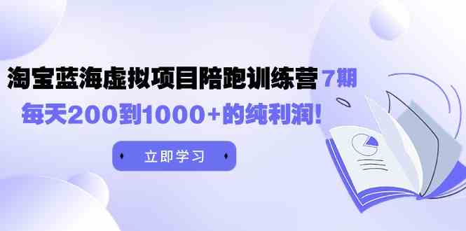 （9541期）黄岛主《淘宝蓝海虚拟项目陪跑训练营7期》每天200到1000+的纯利润-启航188资源站